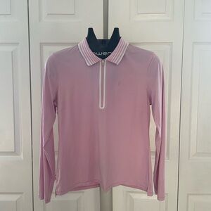 G/FORE Pink Striped Polo Shirt